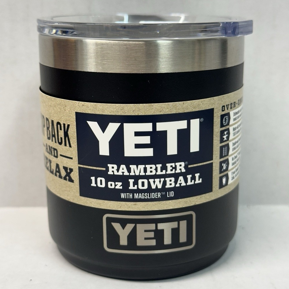 Yeti Rambler 10oz Lowball 2.0 Color: Black Missing Magslider Lid‎ (NEW)